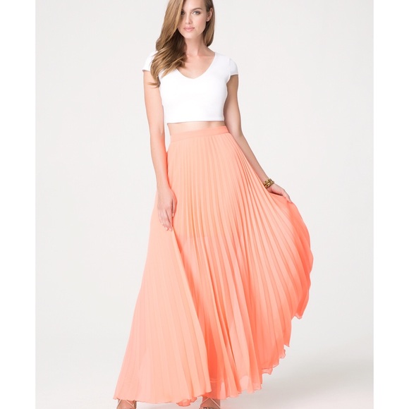 sheer pleated maxi skirt